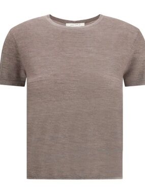 Taupe Short-Sleeve Women's Cashmere Sweater